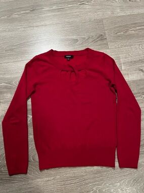 🔥Red, Premise studio, cut-out neckline, long sleeve knit top.